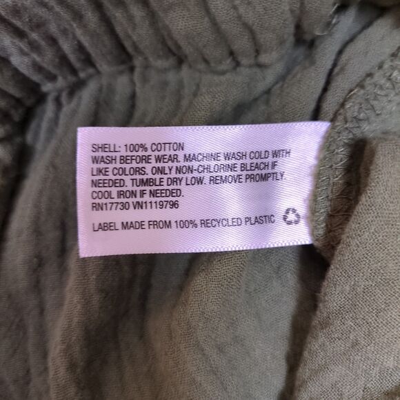 Lot 2 Cat & Jack Girls XL Cotton Gauze Jogger Pants Gray Green Tie Waist Pockets - Picture 5 of 13